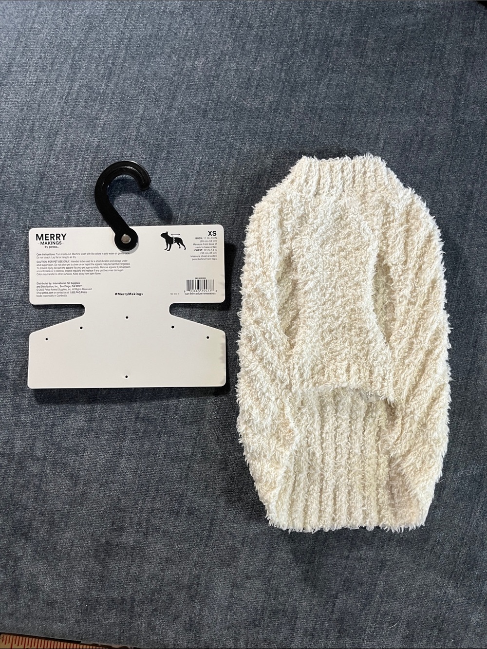 Petco White XS Size Dog Sweater